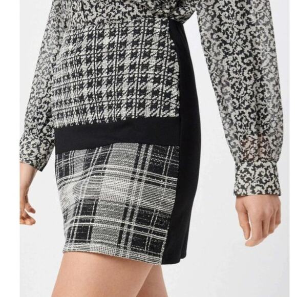 Desigual Women's Kape Black Herringbone Plaid Stetch Mini Skirt - Size L - NWT - Picture 3 of 15
